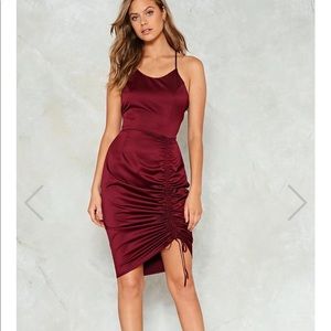NASTY GAL Burgundy Ruched Cami Dress